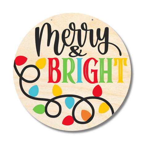 Unfinished Wood Merry and Bright Door Sign Kit | Wood Craft Cutouts | 1/4" Thick |