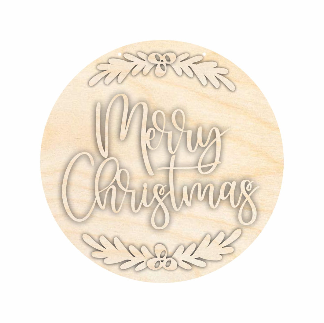 Unfinished Wood Merry Christmas Door Sign Kit | Wood Craft Cutouts | 1/4