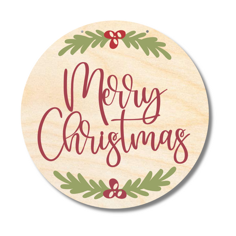 Unfinished Wood Merry Christmas Door Sign Kit | Wood Craft Cutouts | 1/4" Thick |