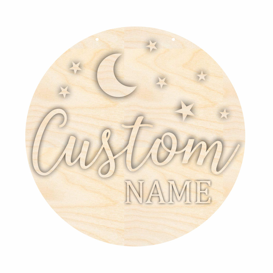 Unfinished Wood Custom Name Night Time Door Sign Kit | Wood Craft Cutouts | 1/4