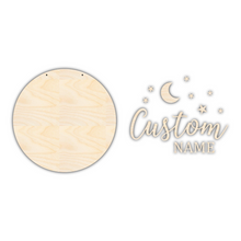 Load image into Gallery viewer, Unfinished Wood Custom Name Night Time Door Sign Kit | Wood Craft Cutouts | 1/4&quot; Thick |
