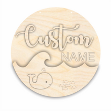 Load image into Gallery viewer, Unfinished Wood Custom Name Ocean Door Sign Kit | Wood Craft Cutouts | 1/4&quot; Thick |
