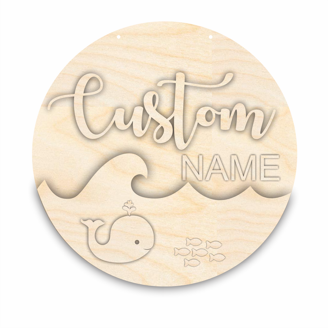 Unfinished Wood Custom Name Ocean Door Sign Kit | Wood Craft Cutouts | 1/4