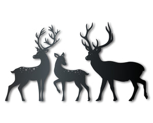Metal Reindeer Family Wall Art | 3 Piece Set | Christmas Winter Holiday | Indoor Outdoor | Up to 36" | Over 20 Color Options
