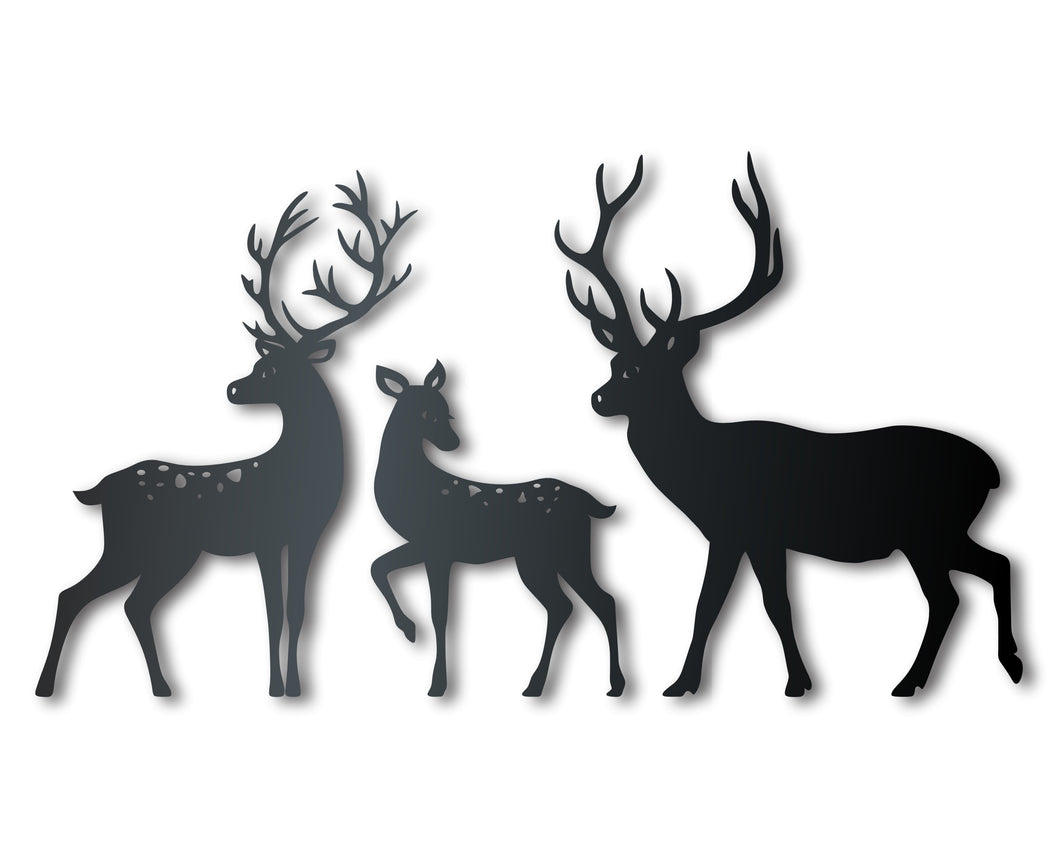 Metal Reindeer Family Wall Art | 3 Piece Set | Christmas Winter Holiday | Indoor Outdoor | Up to 36