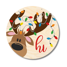 Load image into Gallery viewer, Unfinished Wood Christmas Reindeer Door Sign Kit | Wood Craft Cutouts | 1/4&quot; Thick |
