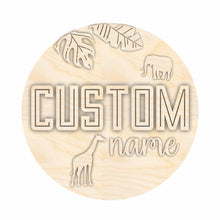 Load image into Gallery viewer, Unfinished Wood Custom Name Safari Door Sign Kit | Wood Craft Cutouts | 1/4&quot; Thick |
