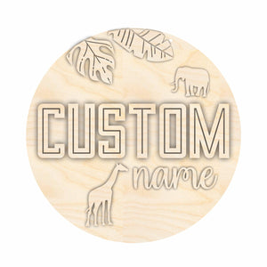 Unfinished Wood Custom Name Safari Door Sign Kit | Wood Craft Cutouts | 1/4" Thick |