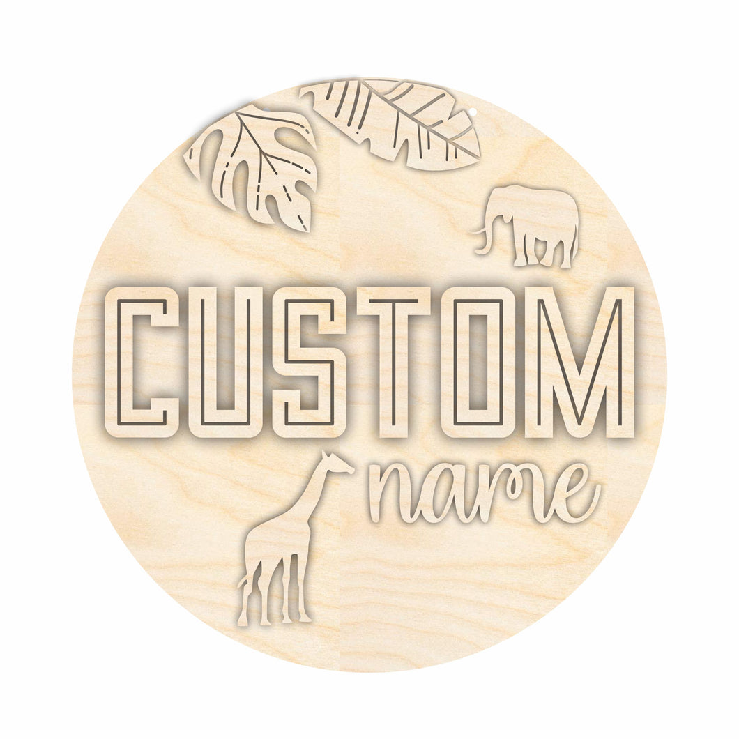 Unfinished Wood Custom Name Safari Door Sign Kit | Wood Craft Cutouts | 1/4