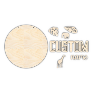 Unfinished Wood Custom Name Safari Door Sign Kit | Wood Craft Cutouts | 1/4" Thick |