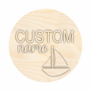 Unfinished Wood Custom Name Sail Boat Door Sign Kit | Wood Craft Cutouts | 1/4" Thick |