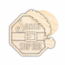 Load image into Gallery viewer, Unfinished Wood Santa Stop Here Door Sign Kit | Wood Craft Cutouts | 1/4&quot; Thick |
