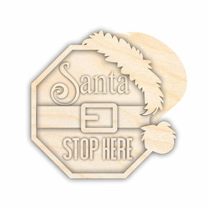 Unfinished Wood Santa Stop Here Door Sign Kit | Wood Craft Cutouts | 1/4" Thick |