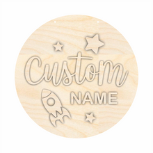 Load image into Gallery viewer, Unfinished Wood Custom Name Space Door Sign Kit | Wood Craft Cutouts | 1/4&quot; Thick |
