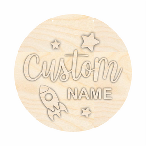 Unfinished Wood Custom Name Space Door Sign Kit | Wood Craft Cutouts | 1/4" Thick |