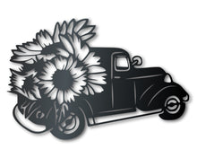 Load image into Gallery viewer, Metal Sunflower Pickup Truck Wall Art | Indoor Outdoor | Up to 30&quot; | Over 20 Color Options
