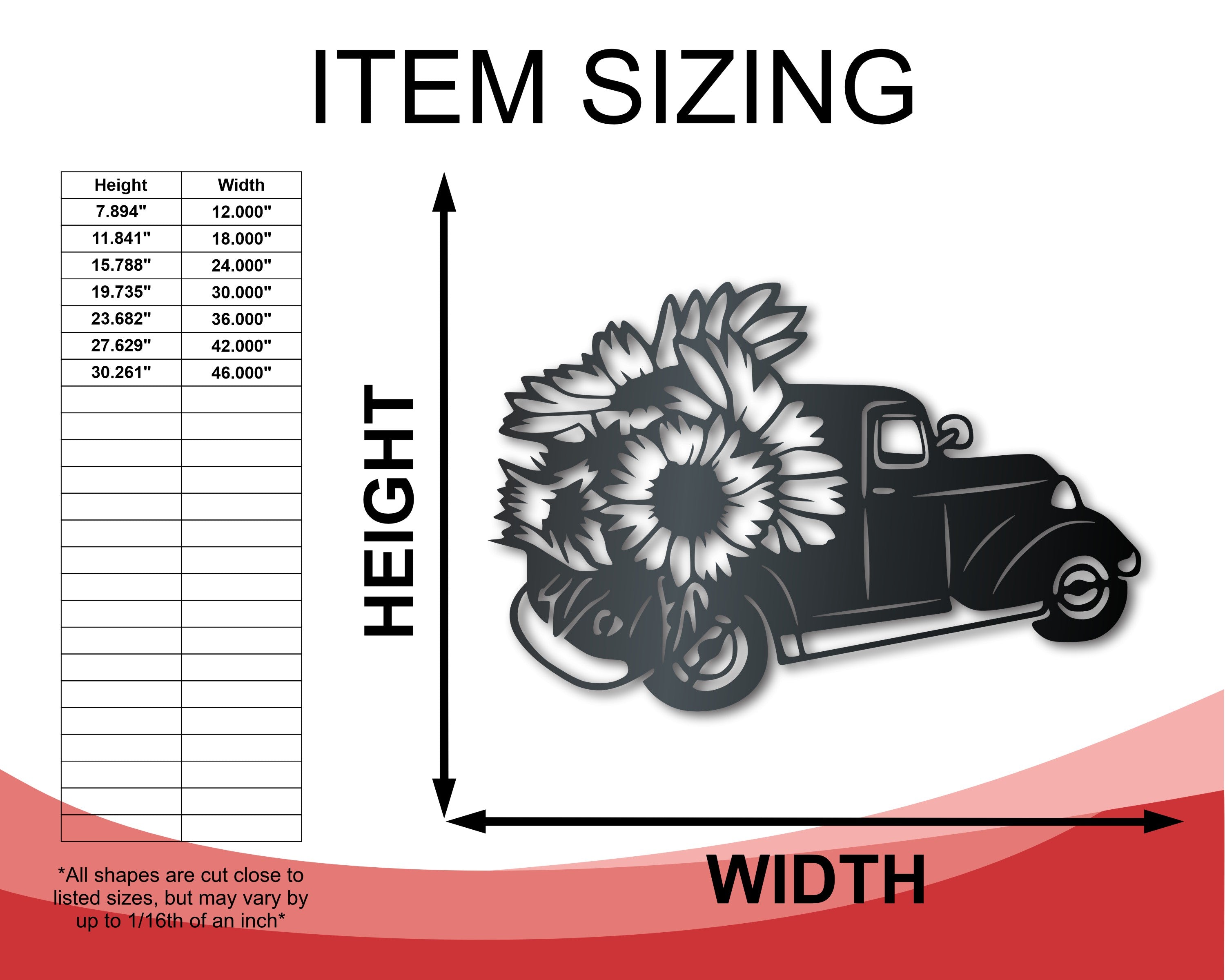 Metal Sunflower Pickup Truck Wall Art | Indoor Outdoor | Up to 30