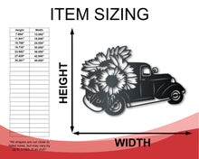 Load image into Gallery viewer, Metal Sunflower Pickup Truck Wall Art | Indoor Outdoor | Up to 30&quot; | Over 20 Color Options
