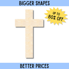 Load image into Gallery viewer, Bigger Better | Unfinished Wood Tall Cross Shape | DIY Craft Cutout |

