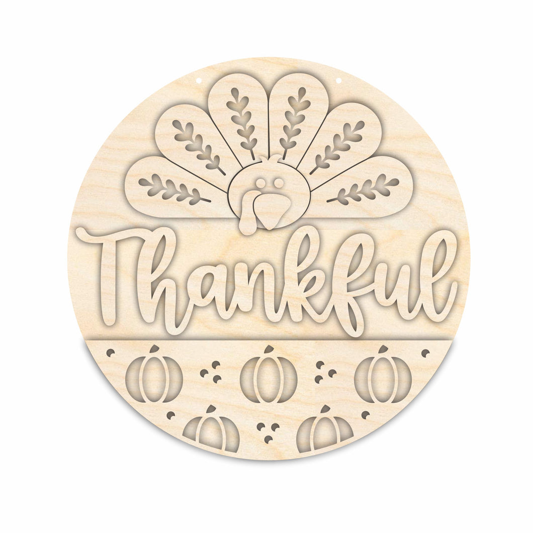 Unfinished Wood Thanksgiving Door Sign Kit | Wood Craft Cutouts | 1/4