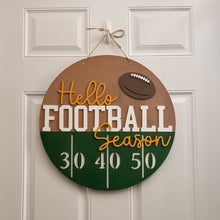 Load image into Gallery viewer, Unfinished Wood Hello Football Season Door Sign Kit | Wood Craft Cutouts | 1/4&quot; Thick |
