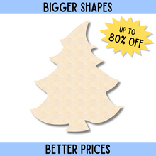 Load image into Gallery viewer, Bigger Better | Unfinished Wood Cartoon Christmas Tree Shape |  DIY Craft Cutout
