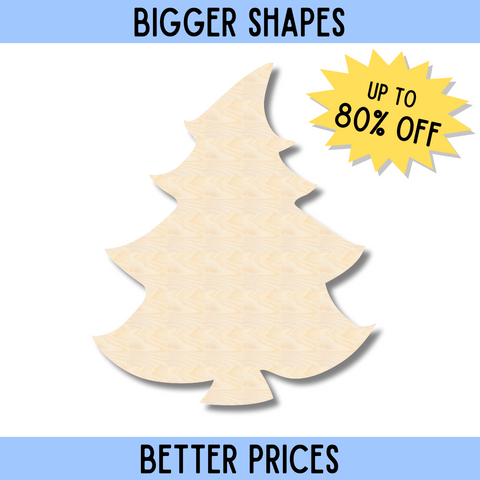 Bigger Better | Unfinished Wood Cartoon Christmas Tree Shape |  DIY Craft Cutout