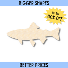 Load image into Gallery viewer, Bigger Better | Unfinished Wood Trout Fish Shape |  DIY Craft Cutout
