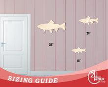 Load image into Gallery viewer, Bigger Better | Unfinished Wood Trout Fish Shape |  DIY Craft Cutout
