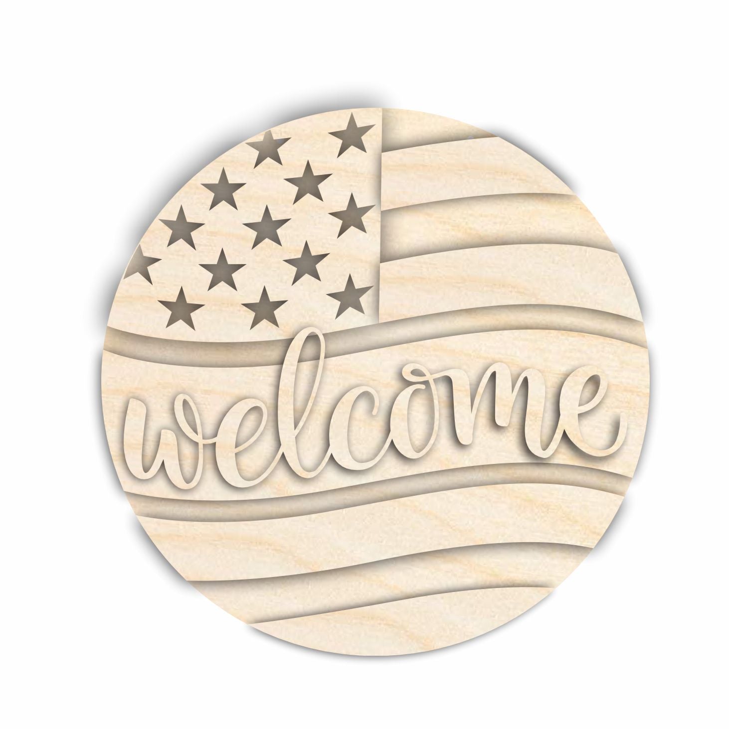 Unfinished Wood Welcome USA Flag Door Sign Kit | Wood Craft