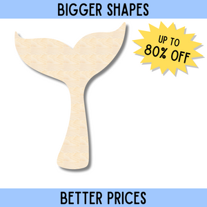 Bigger Better | Unfinished Wood Whale Tail Shape |  DIY Craft Cutout