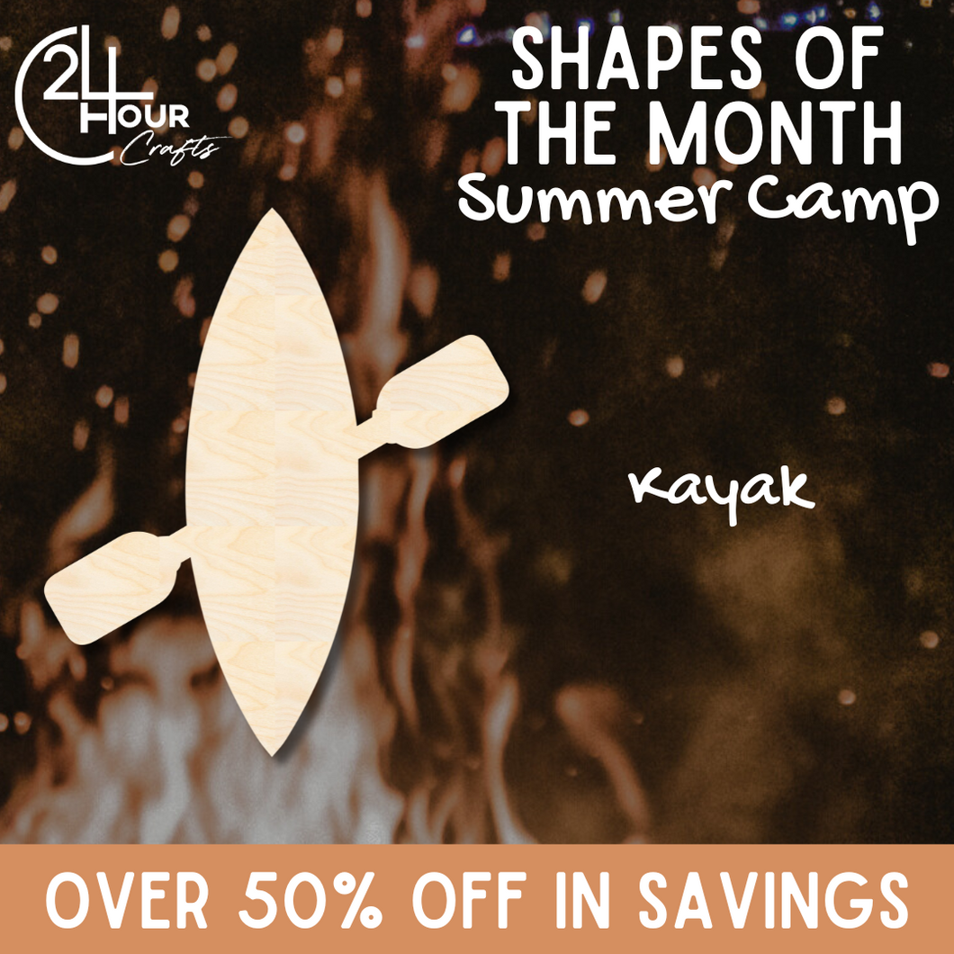May Shape of the Month | Kayak Wood Cutout | Summer Camp | Unfinished Craft