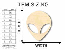 Load image into Gallery viewer, Unfinished Wooden Alien Head - Outer Space - Craft - up to 24&quot; DIY-24 Hour Crafts
