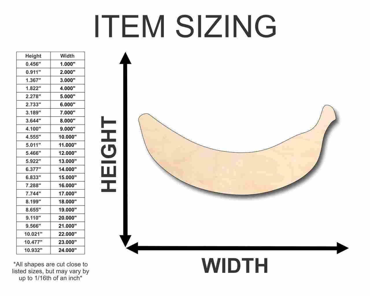 Unfinished Wooden Banana Shape - Fruit - Craft- up to 24" DIY-24 Hour Crafts