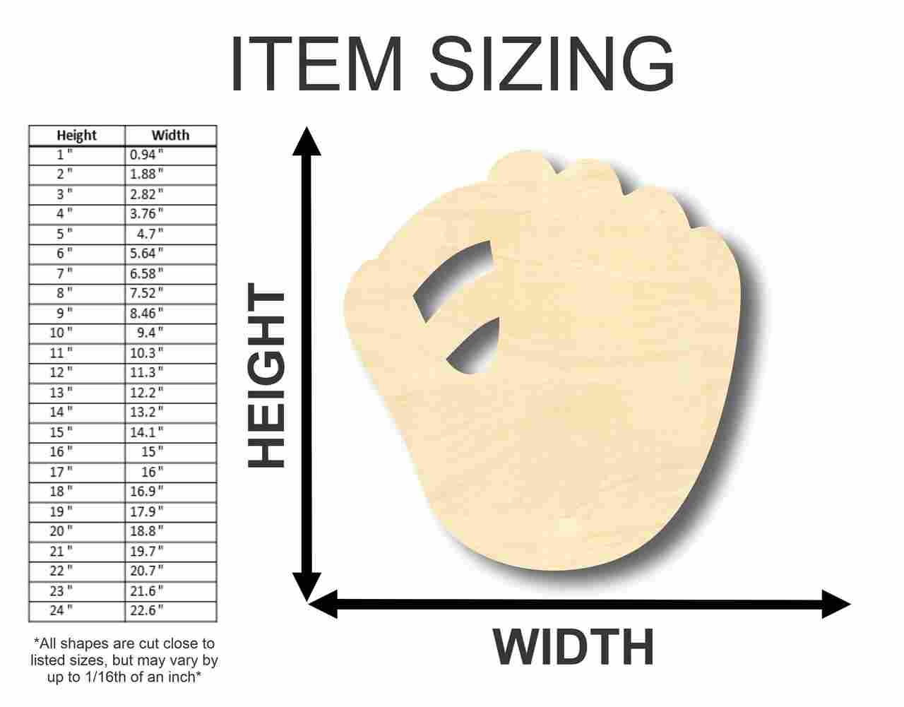 Unfinished Wooden Baseball Mitt Shape - Sports - Kids Room Decor - up to 24" DIY-24 Hour Crafts