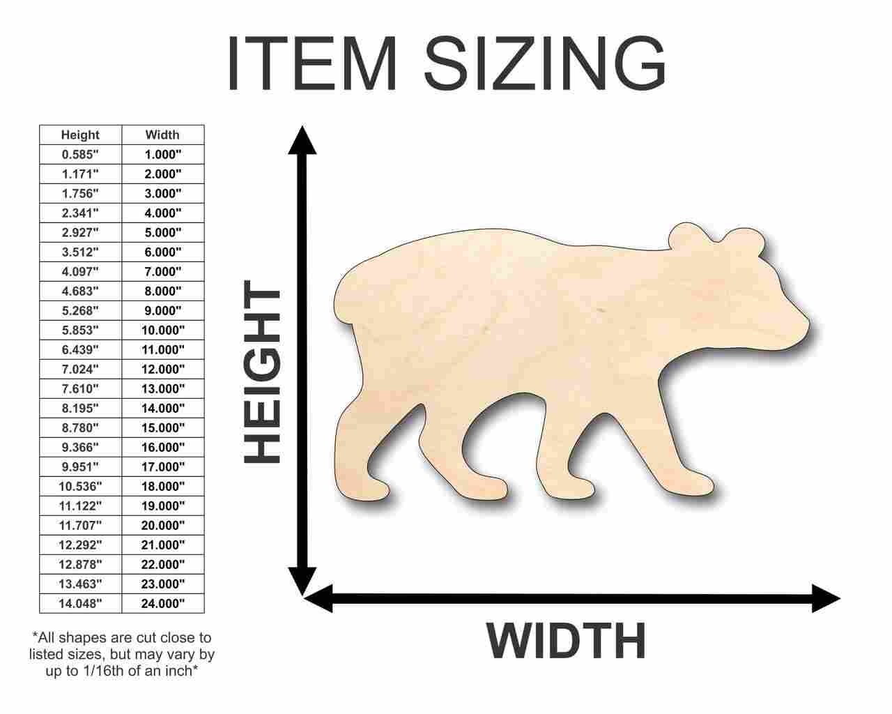 Unfinished Wooden Bear Cub Shape - Animal - Craft - up to 24