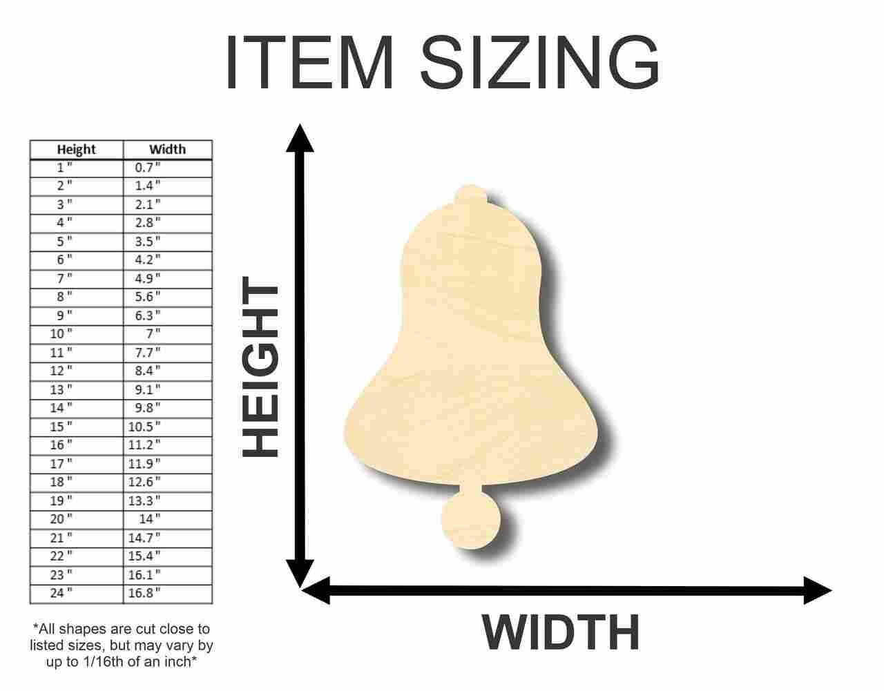 Unfinished Wooden Bell Shape - Craft - up to 24" DIY-24 Hour Crafts