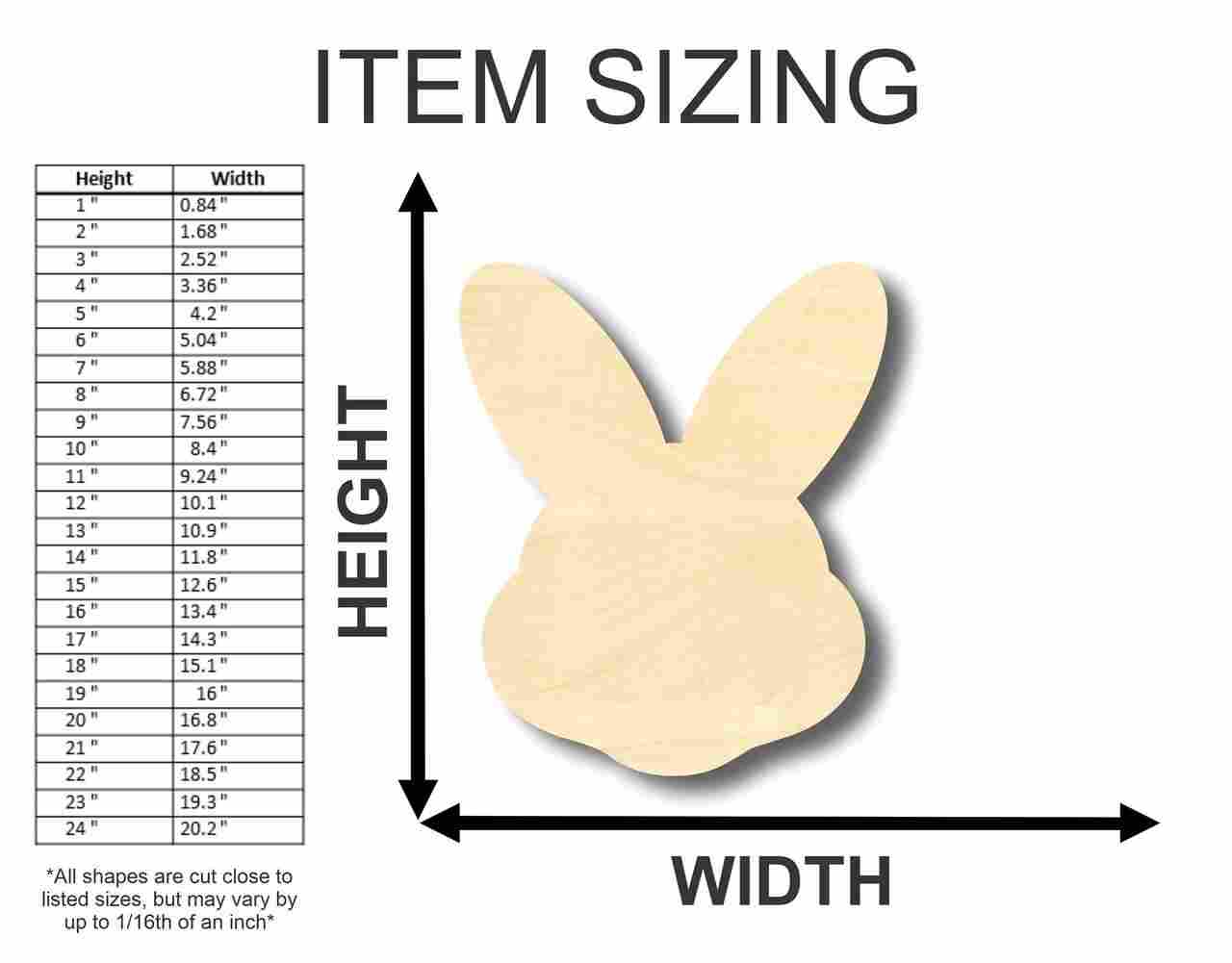 Unfinished Wooden Easter Bunny Head Shape - Craft - up to 24" DIY-24 Hour Crafts
