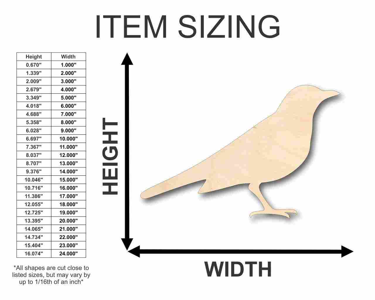 Unfinished Wooden Blackbird Shape - Animal - Wildlife - Craft - up to 24" DIY-24 Hour Crafts