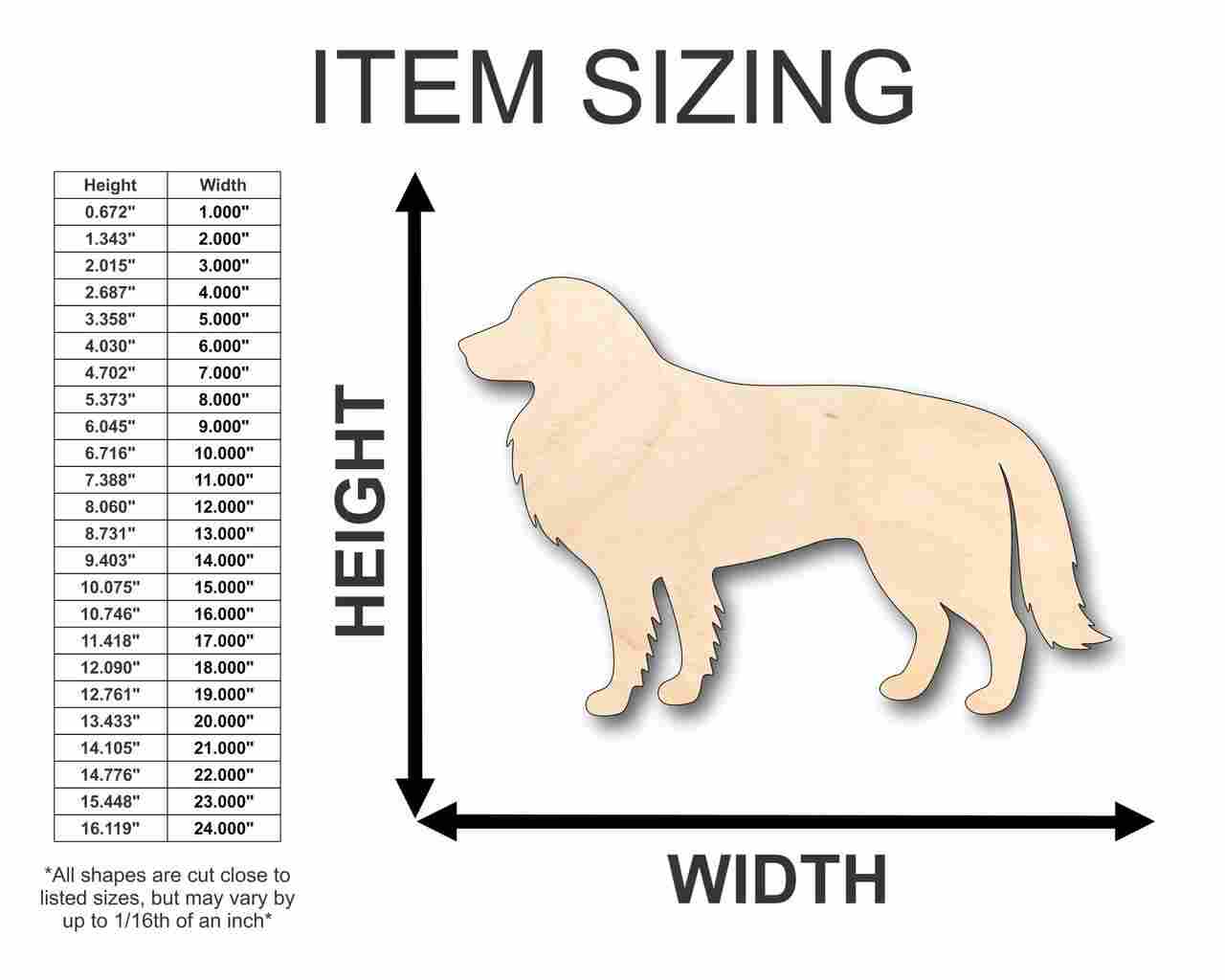 Unfinished Wooden Border Collie Dog Shape - Animal - Pet - Craft - up to 24