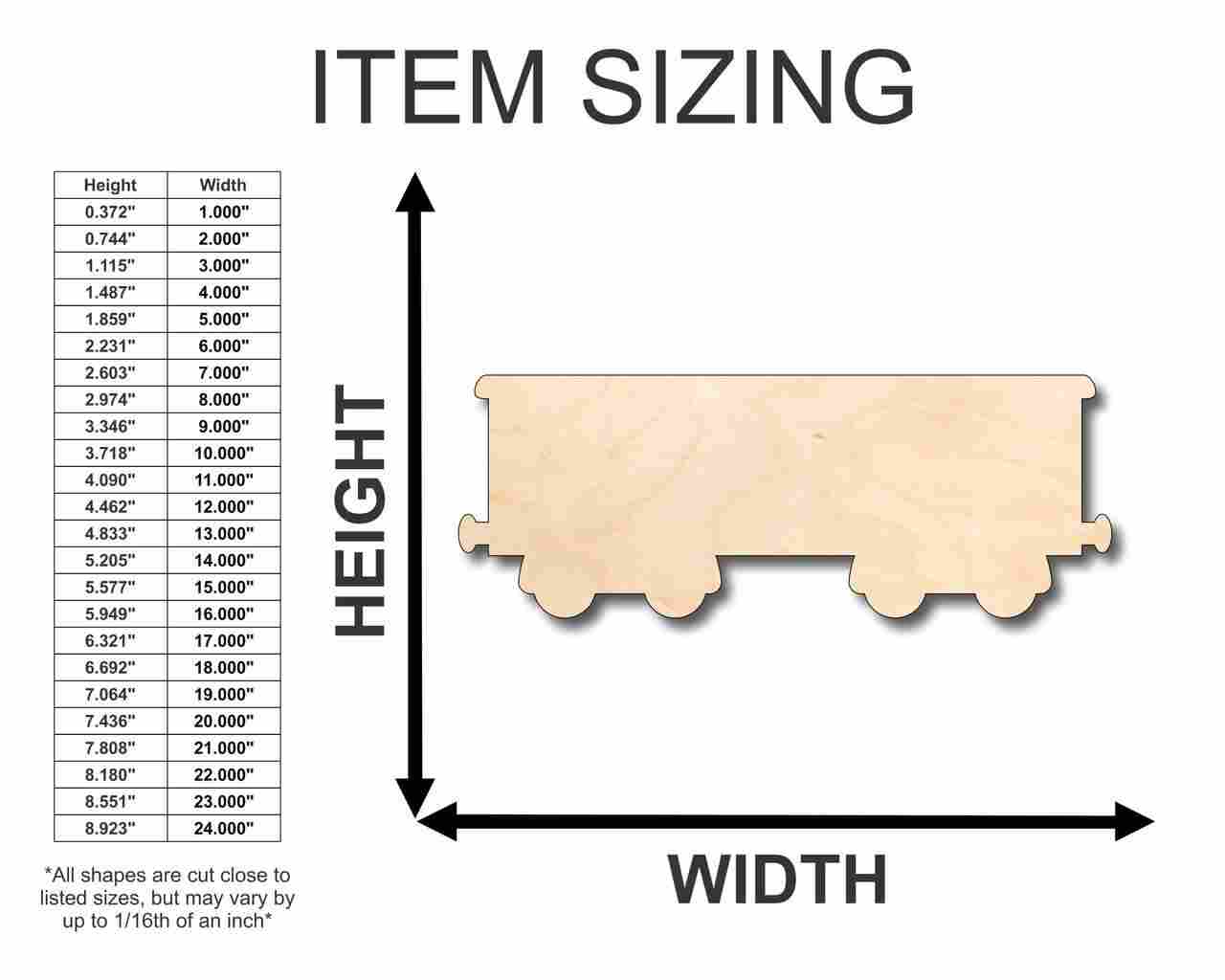 Unfinished Wooden Boxcar Train Shape - Craft - up to 24" DIY-24 Hour Crafts