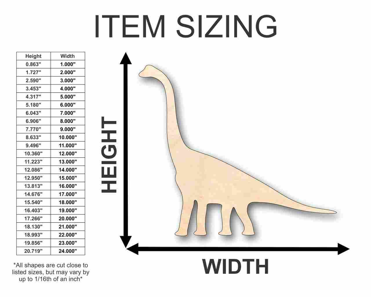 Unfinished Wooden Brachiosaurus Shape - Dinosaur - Craft - up to 24" DIY-24 Hour Crafts