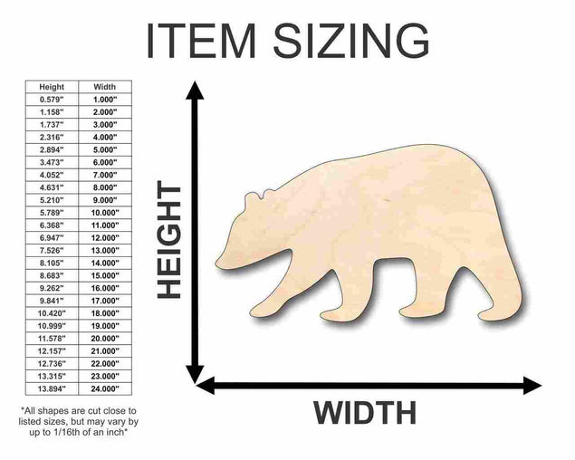 Unfinished Wooden Brown Bear Shape - Animal - Craft - up to 24