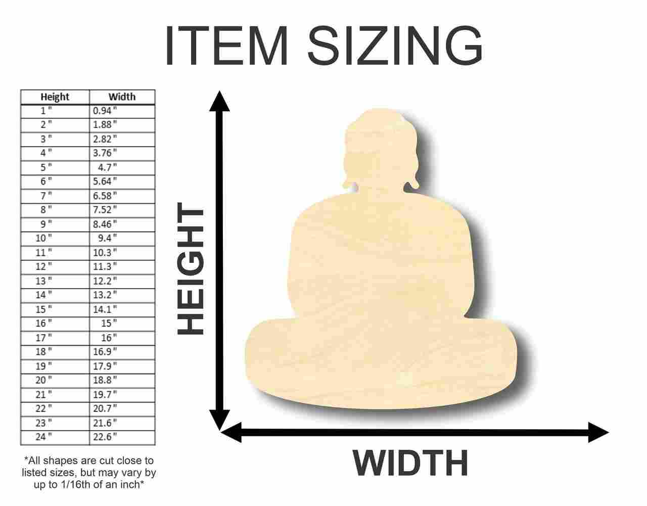 Unfinished Wooden Buddha Shape - Religion - Craft- up to 24" DIY-24 Hour Crafts