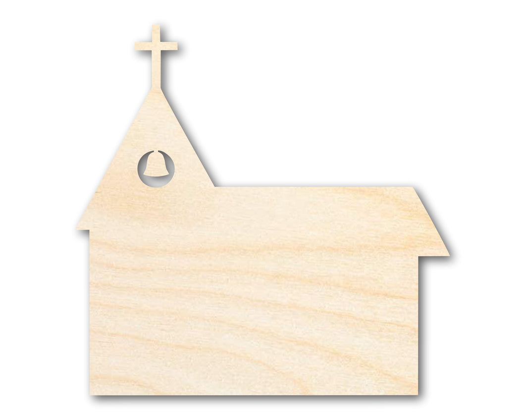Unfinished Wood Church with Bell Shape - Craft - up to 36