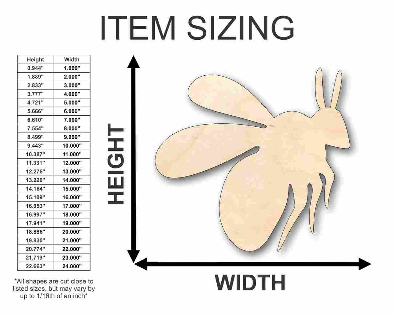 Unfinished Wooden Bumble Bee Shape -Insect - Animal - Wildlife - Craft - up to 24" DIY-24 Hour Crafts
