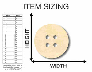 Unfinished Wooden Button Shape - Sewing - Craft - up to 24" DIY-24 Hour Crafts