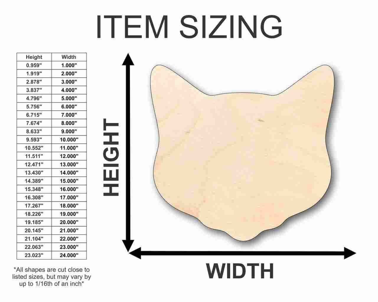 Unfinished Wooden Cat Head Shape - Animal - Pet - Craft - up to 24" DIY-24 Hour Crafts