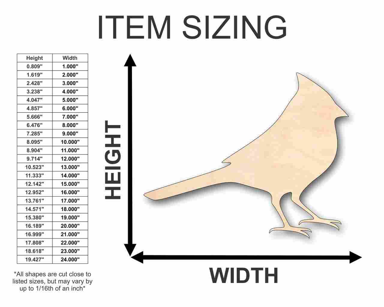 Unfinished Wooden Cardinal Shape - Animal - Wildlife - Craft - up to 24" DIY-24 Hour Crafts