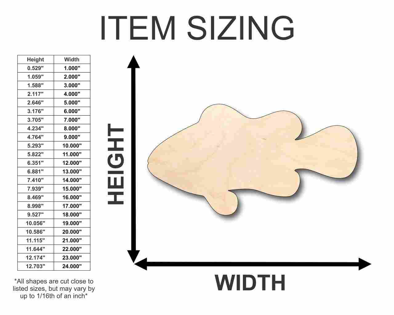 Unfinished Wooden Clownfish Shape - Ocean - Animal - Craft - up to 24" DIY-24 Hour Crafts